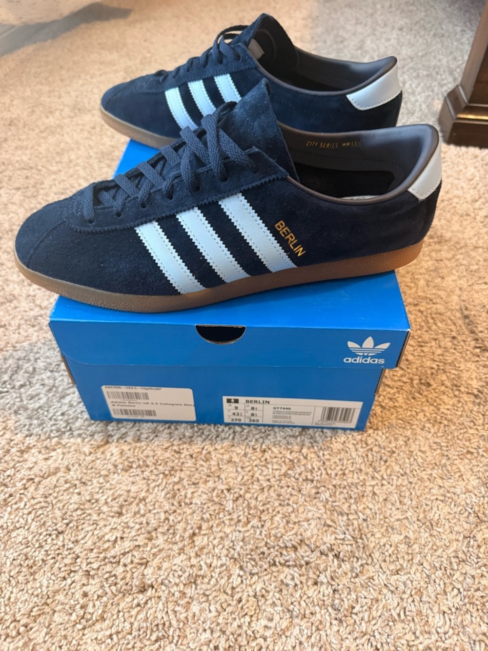 adidas Berlin Suede Sneakers - Navy/White with Gum Sole